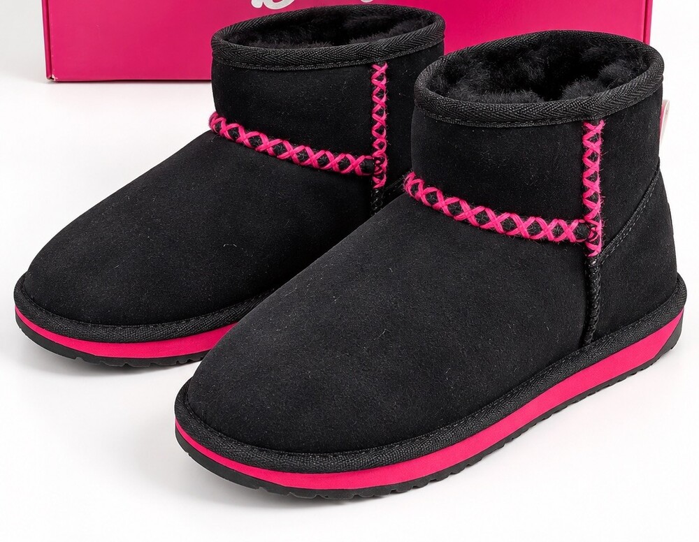 EMU Australia Women's 9 Barbie™ Stinger Micro Mini Boot in Black/Barbie Pink